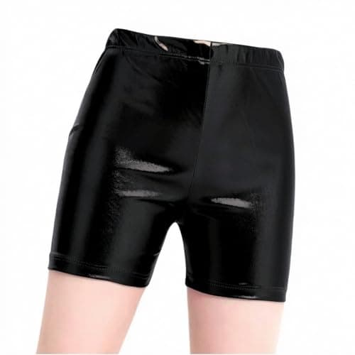 Ghils Girls Metallic Glitter Gymnastics Shorts Sports Party Shorts, Lycra, Multi Color