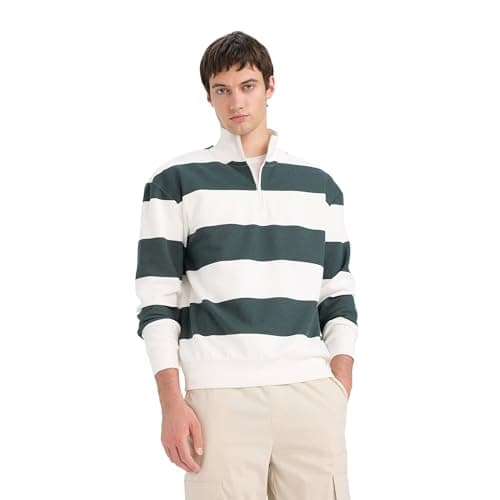 DeFacto Mens Boxy Fit High Neck LONG SLEEVE Knitted Sweat Shirt C7045AX Sweat Shirt (pack of 1) Sweatshirt