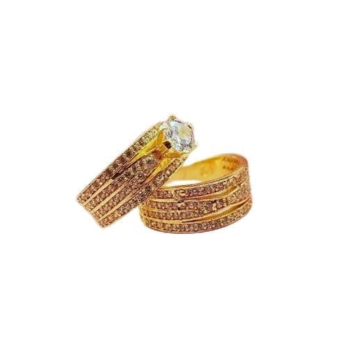 3 Diamonds 292474661779104 Wedding Twins for Women Gold Plated Ring