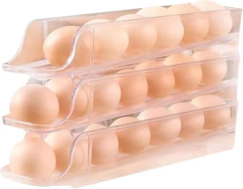 Clear Refrigerator Egg Storage Bin 3-Piece Set Space Saving Organizer Tray