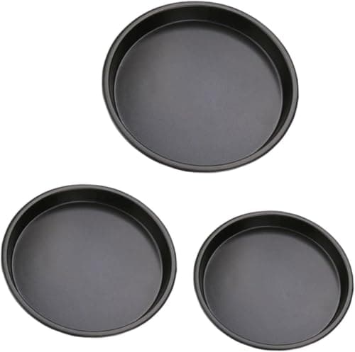 3-Piece Non-Stick Carbon Steel Pizza Pan Set, 27/29/31 cm Round Trays