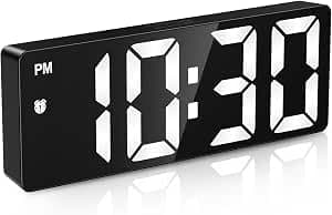 Digital Mirror Alarm Clock for Desk - Creative Mirror Alarm Clock Help Keep Time and Set Alarm, Practical Shape for Office, Bedroom, Daily Use (W)