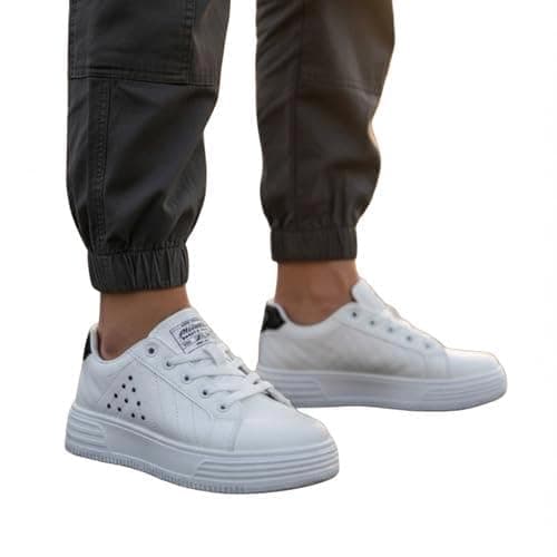 Grinta Women's SKH985 Leather Sneakers – White&Black, Size 39 EU