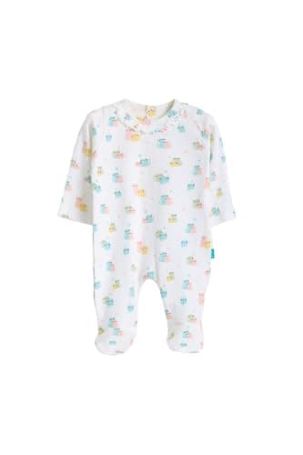 Junior Baby Girls Long Sleeve Romper Jumpsuit - Soft Cotton Blend One-Piece Outfit with Snap Closure, Printed Infant Playsuit, Multicolor, 03