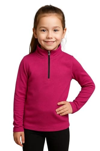 MEZA Girls Dri-FIT Sports T-shirt Half Zip High Neck Long Sleeve School Sports T-Shirt