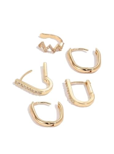 5 pcs Cubic Zirconia Decor Earring Copper Jewelry Shirt