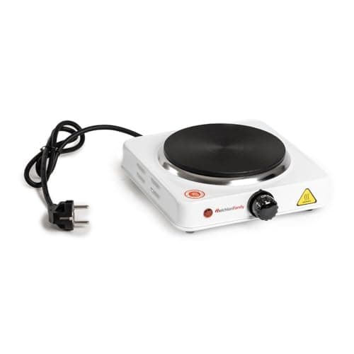 Melchioni Family | COOK1 Elektrokocher, 15.5cm Gusseisen-Elektroplatte, einstellbarer Thermostat, LED-Kontrollleuchte, temperaturregelung, 1000 W, kompakt und leicht, perfekt für Camping Countertop burner