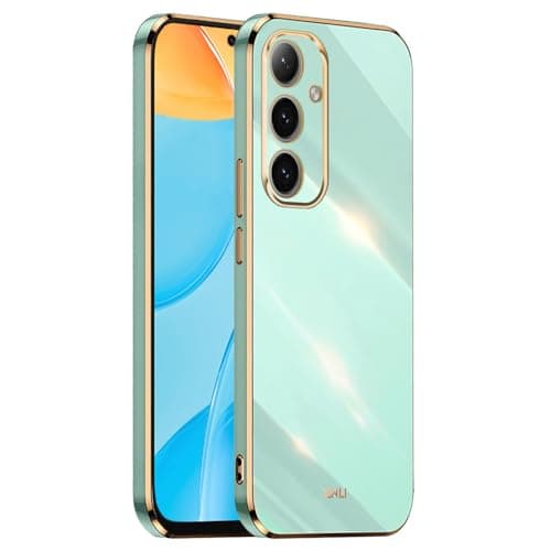 HONLEN Case for Samsung Galaxy S25 (6.2 inches), TPU Soft Silicone Case, Galvanized Frame Design - Green Cellular phone case