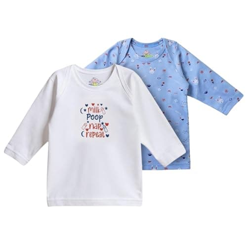 Baby Shoora Boys Set Of 2 Pieces Long Sleeves Undershirt Printed Shapes Base Layer Top (pack of 1) Shirt
