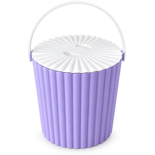 Flosoft Plastic Bucket with Lid and Handle-12 Liters - Round Ribbed Storage Bucket, Removable Lid Used for Toys, Laundry, Cleaning Supplies & Picnic, 30 × 30 × 28 cm (Purple)
