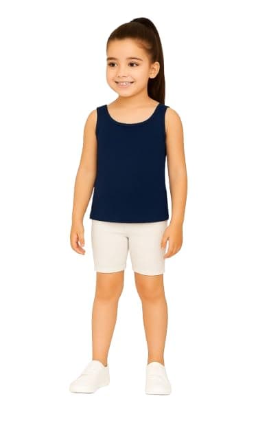 Ajyal Girl's Classic Tank Top, Sleeveless, Round Neck, Cotton Blend Shirt