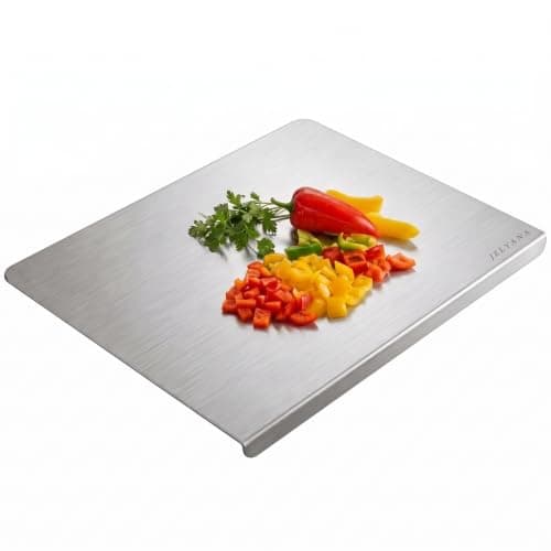 304 Stainless Steel Cutting Board with Counter Lip (40x30 cm) - L-Shaped Non-Slip Lipped Chopping Board for Kitchen Meat, Bread Kneading & Dough Rolling, Smooth Safe Rounded Edges