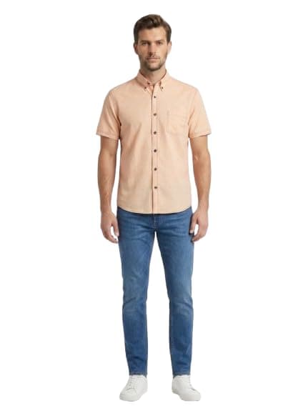 wahdan Short Sleeve Linen Blend Shirt for Men