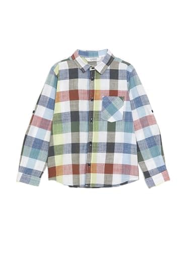 LC WAIKIKI Plaid Long Sleeve Boys' Shirt, 10-11 Years - Green - S46912Z4-Lme-1