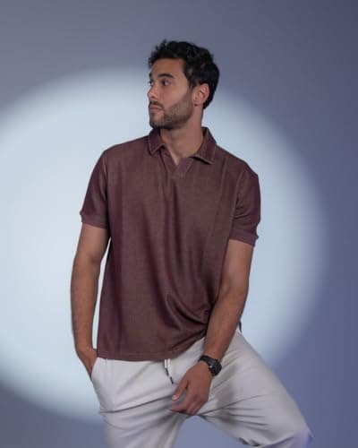 HUMAN Mixed Knit Relaxed Shirt - Burgundy
