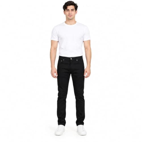Top Jeans Black Denim Jeans, Contrast Stitching, Classic Fit, Casual Wear-26000 Pants