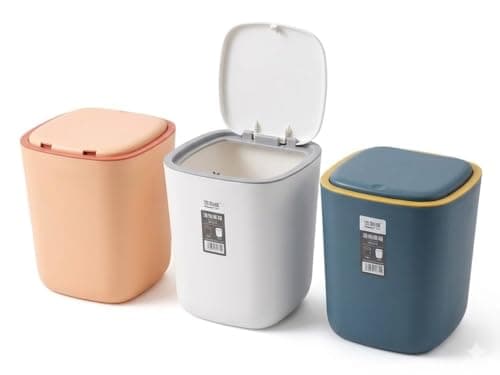 Elkholoud LV03 Modern 12-Liter Touch-Press Dustbin Sleek Space-Saving Waste Bin with Easy Open Lid for Home and Office Trash can