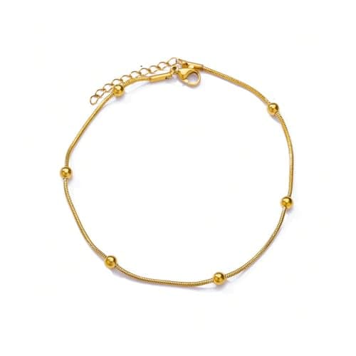 Julia Store 18K Gold Plated 316L Stainless Steel Anklet Simple Snake Bead Chain Hip Hop Punk Anklet Fashion Luxury Women's Jewelry Banquet Gift Trendy Best Selling