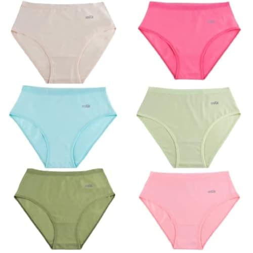 Milk Bar Womens Pack Of 6 Cotton Plain Econo Brief Panties Underwear 4XL Multicolor Underpants
