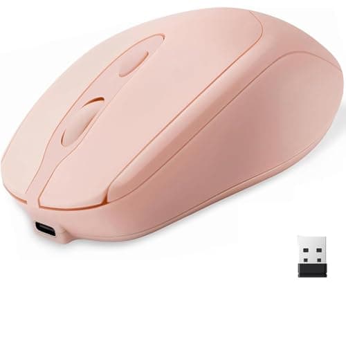 M256 Dual Mode Wireless Mouse – Bluetooth 5.2 & 2.4GHz Silent Ergonomic Mouse, Rechargeable USB-C, Adjustable 1600 DPI, Portable for Laptop, PC & MacBook, Pink Input mouse