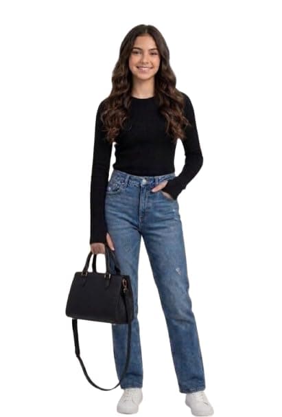 Ajyal Women's Long Sleeve Top, Black, Lycra Material, Soft Breathable Inner Layer Shirt