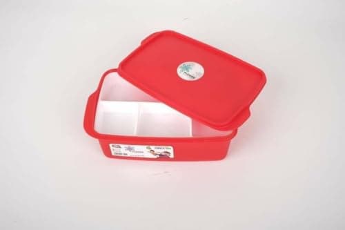 4 Compartment Divided Lunch Box 1 Liter Capacity Food Container with Sauce Slot Airtight Leakproof Lid Daily Meal Prep Container 255 x 155 x 55 mm Meal holder