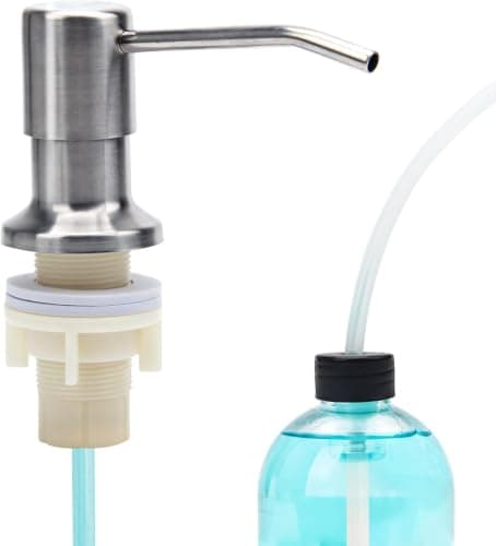 Stainless Steel 304 Soap Dispenser Pump with Silicone Extension Tube Kit for Direct Gallon Connection 360 Degree Rotation and Built-in Check Valve