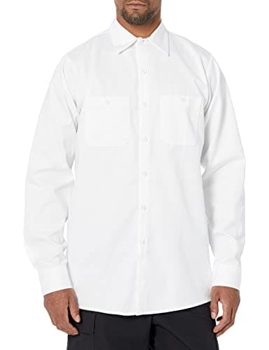 Red Kap Men's Wrinkle Resistant Long Sleeve Work Shirt, White, L