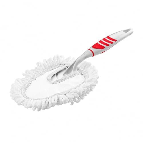 Soften Microfiber Duster – Washable Removable Microfiber Head – Ergonomic Handheld Cleaning Tool for Furniture, Shelves, Home & Office (Red) Dust removal tool