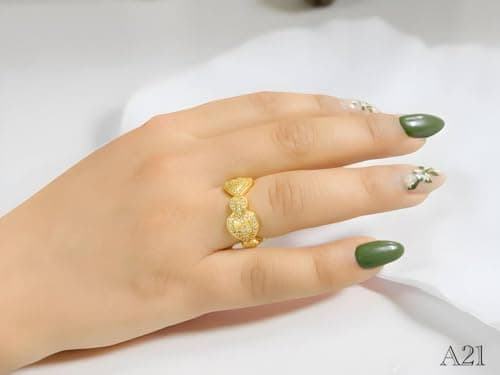 3 Diamonds 292474661779556 Women's Debla Ring - Elegant Gold Plated Ring with Sparkling Zircon