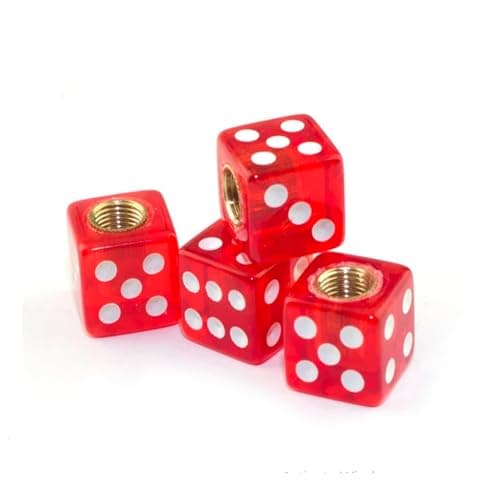 KaberTrade KaberTrade Car Tire Air Wrap Cover Car Tire Cover Car Tire Valve Wrap Kit Protect Car Air Valve from Dust, Dust and Minor Air Leakage (Dice 4 Pcs Red Code:7119) Tire valve stem cap
