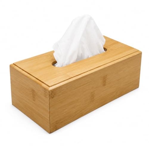 Modern Bamboo Tissue Box – Tissue Box for Office, Living Room, Bedroom, Bathroom – Versatile Tissue Holder with Functional Lid