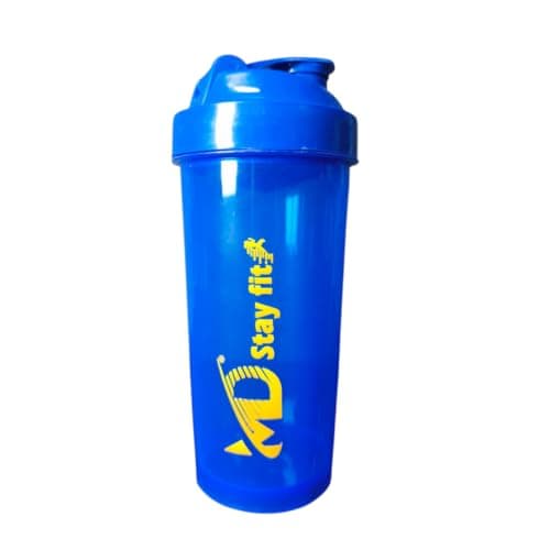 MD Stay Fit Protein Shaker Bottle, 700 ml, with Strainer Lid, Available in Blue, Black, and Red (Blue)