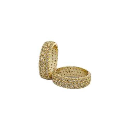 3 Diamonds 292474661779576 Gold-Plated Wedding Band with Full Zircon – Elegant & Durable Ring