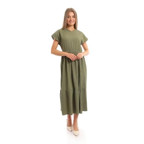 Andora womens V-Neck Short Sleeves Tiered Maxi Dress (pack of 1)
