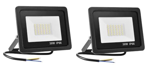 30W LED Outdoor Flood Light, IP66 Waterproof, 1000 Lumens, Powerful LED Outdoor Flood Light for Garden, Garage, Patio, Barn, Patio (6500K Cool White, 30W) (2 Pack)
