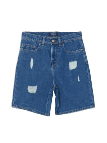 LC WAIKIKI Boyfriend Fit Ripped Detail Women's Denim Shorts INDIGO