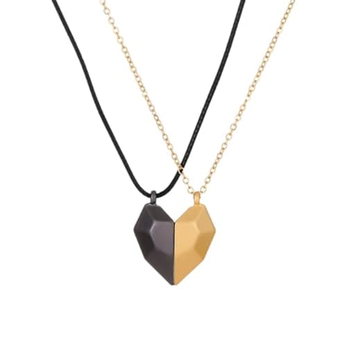 Jewelry Couple heart Necklaces A Pair of Magnetic Suction Love Stitching Clavicle Chains Wishing Stone Couple Necklaces heart