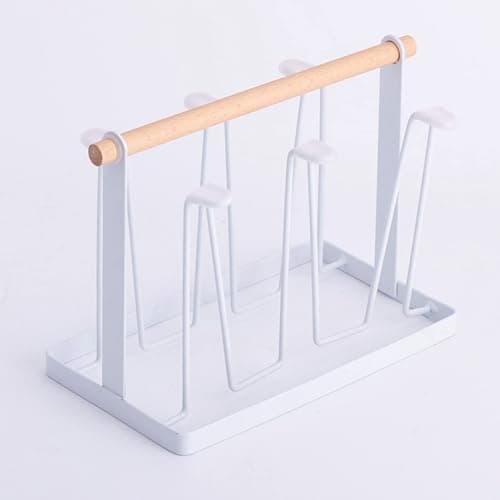Multi-Use Metal and Wood Cup Stand Organizer Drying Rack Holder for Kitchen Coffee Station and Dining Room Space Saving Vertical Storage Rack Design Storage hook