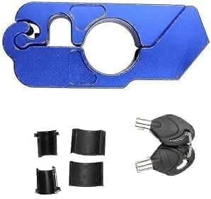 Motorcycle Handlebar Lock Heavy Duty Aluminum Handlebar Lock with Lever Anti-Theft Lock with 2 Keys for Bike Scooter (Blue) -aga