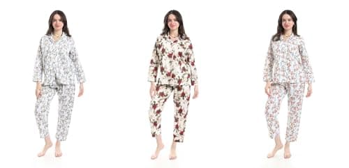 Red Circle Womens Bundle of 3 Classic printed pajamas Bundle of 3 Classic printed pajamas