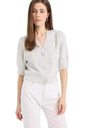 DeFacto Womens Casual Fitted V Neck Short Sleeve Tricot Cardigan Cardigan (pack of 1)