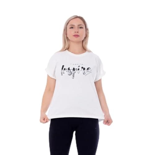 BEBO Women's 1/2 Sleeve Printed T-Shirt 22147_White_L_24 White L