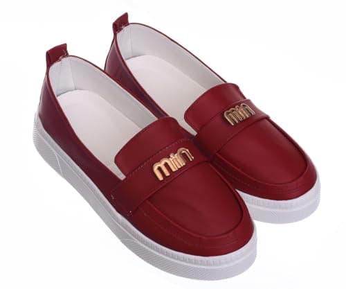 B&W womens B&W-W077-Burgundy Sneaker