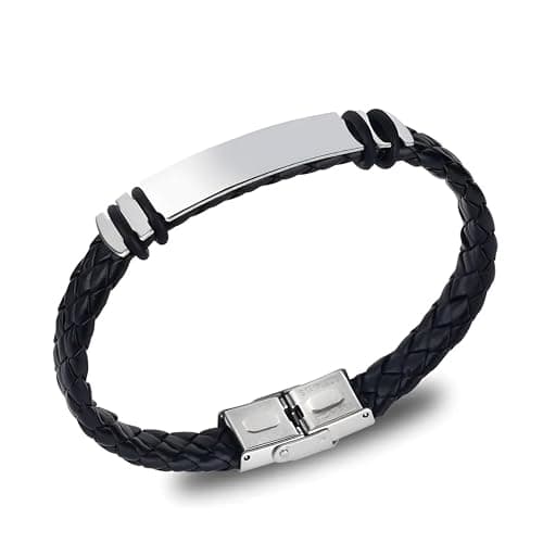 Leather Mens Bracelet Gift for Boyfriend Husband Dad Bestman Him Gift for Christmas Birthday Wedding Anniversary Fathers Day