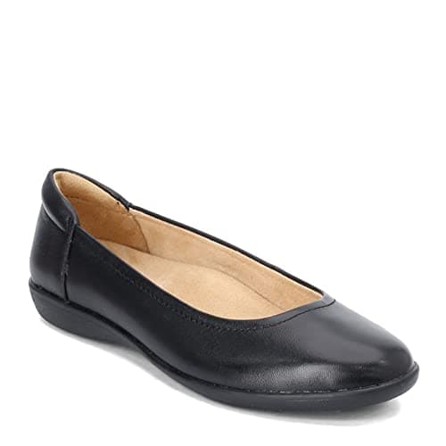 Naturalizer Women's Flexy Ballet Flat, Black Leather, 38 EU