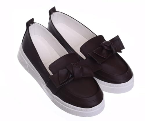 B&W womens B&W-W075-Brown Sneaker Shoes