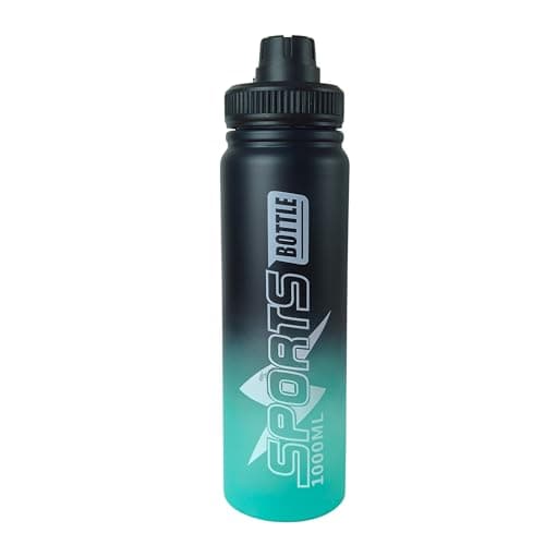 MD StayFit Sports Bottle with Handle, 1000ml Capacity, Graduated Design, Wide Mouth, Leak-Proof Cap, Measurement Markings (Green)