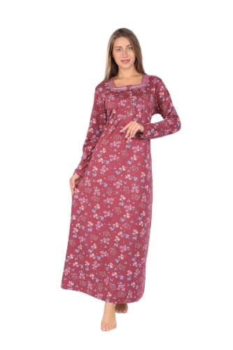 Dadosh Women's Long Sleeve Floral Long Nightgown Winter Cloak Maxi Nightgown Nightgown nightshirt