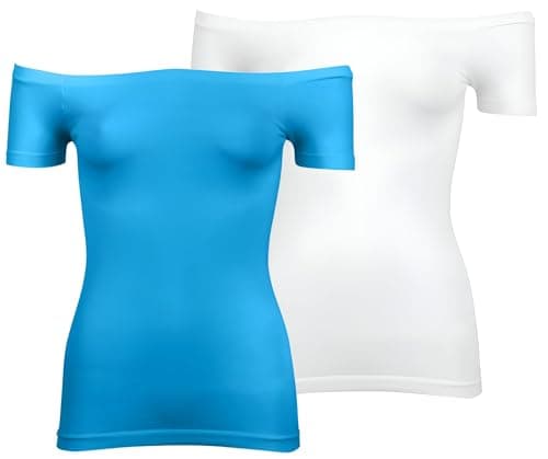 Silvy Lycra Set Of 2 Pieces Nancy Top Half Sleeves Off Shoulder For Woman-Multicolor-M Blanket